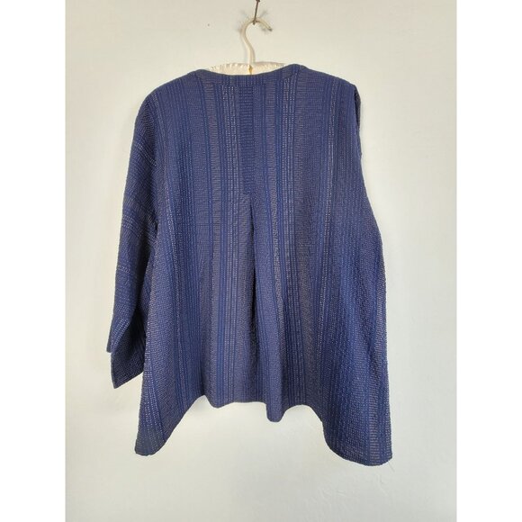 Habitat Womens XL Blue Lace-Up Sleeve Blouse Top Oversized Pocket Lagenlook NWOT - Picture 2 of 10